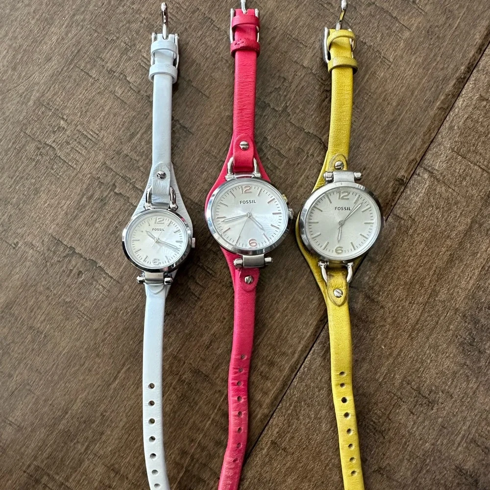 Lot of 3 Women’s Fossil Leather Watches - Picture 2 of 10
